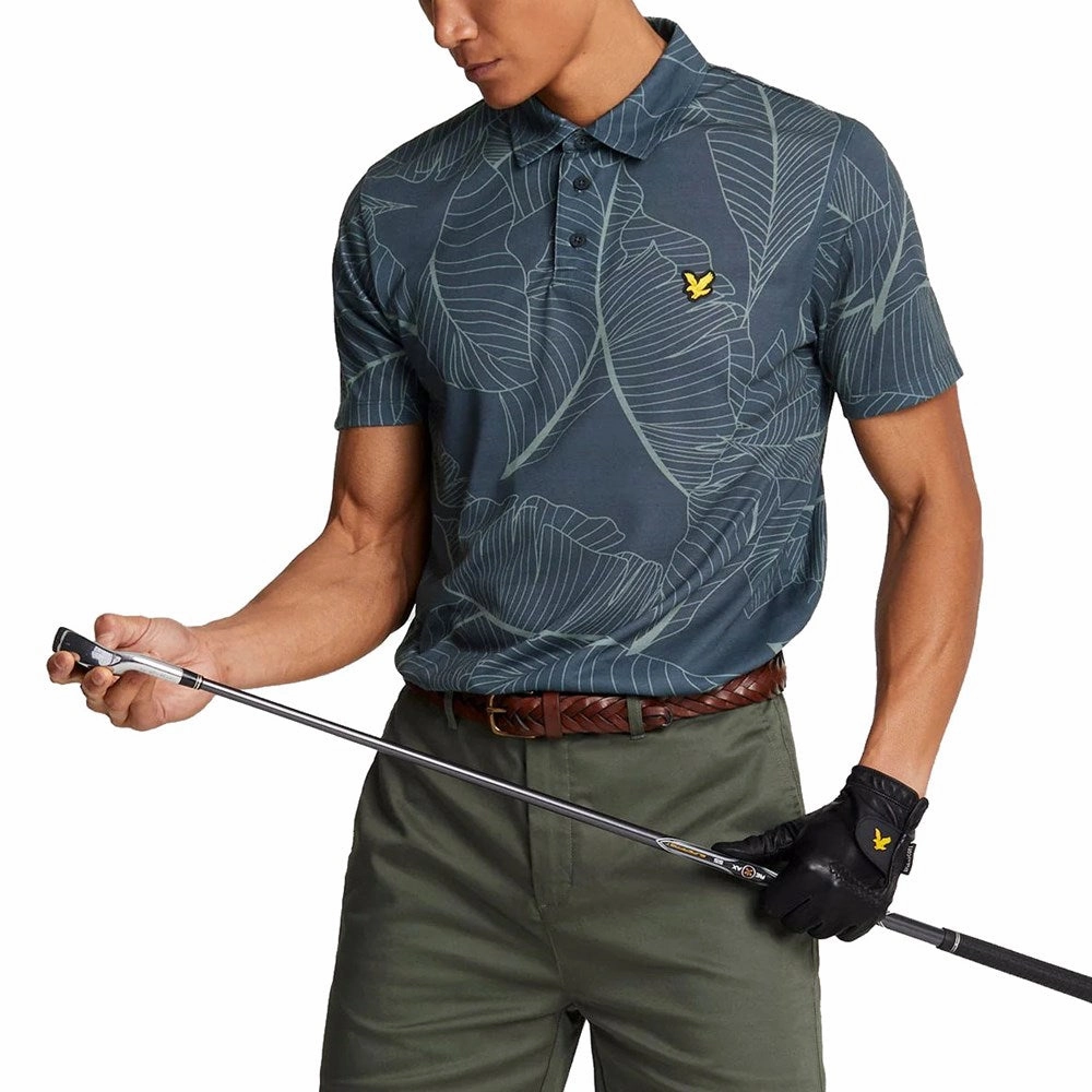 Durable Double Stitching Lyle & Scott Floral Polo Golf Shirt - Dark Navy