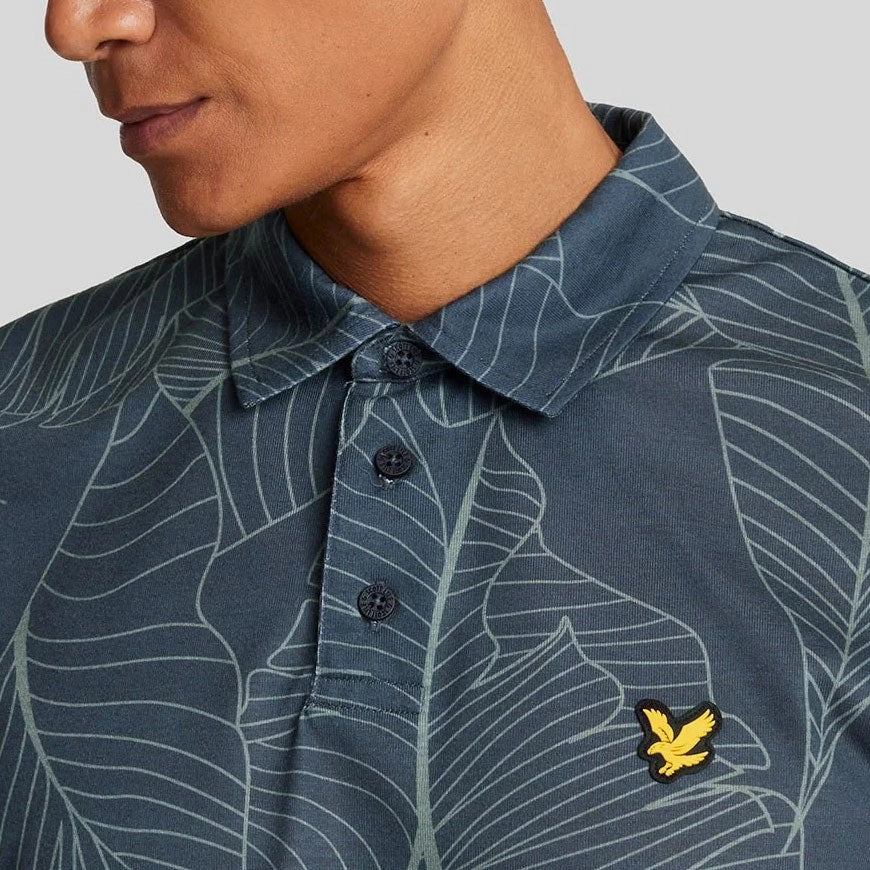 quick dry NonIron Finish Lyle & Scott Floral Polo Golf Shirt - Dark Navy