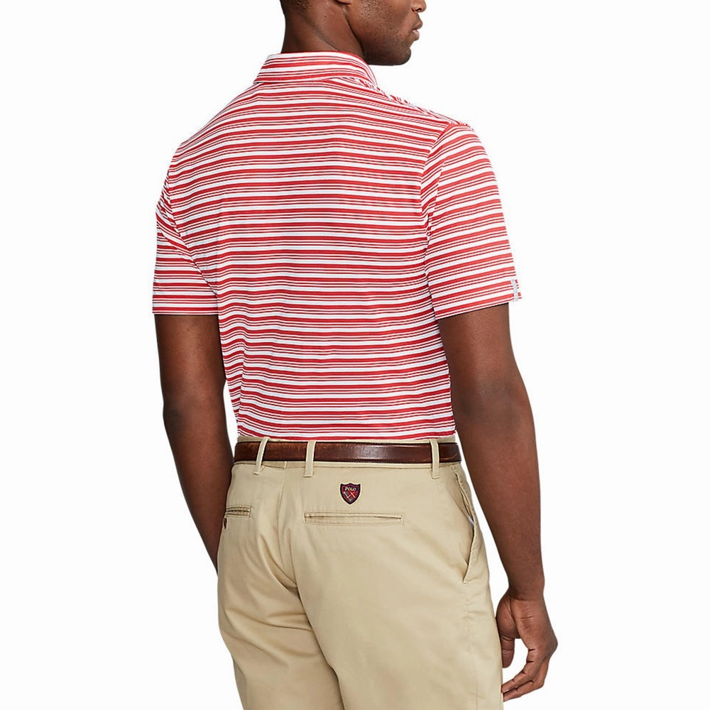 Polo Golf Ralph Lauren Tour Pique Stripe Polo Shirt - Starboard Red/White Weekend Casual