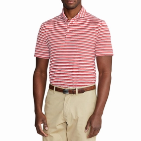Polo Golf Ralph Lauren Tour Pique Stripe Polo Shirt - Starboard Red/White Optimal Airflow Texture Durable Fabric
