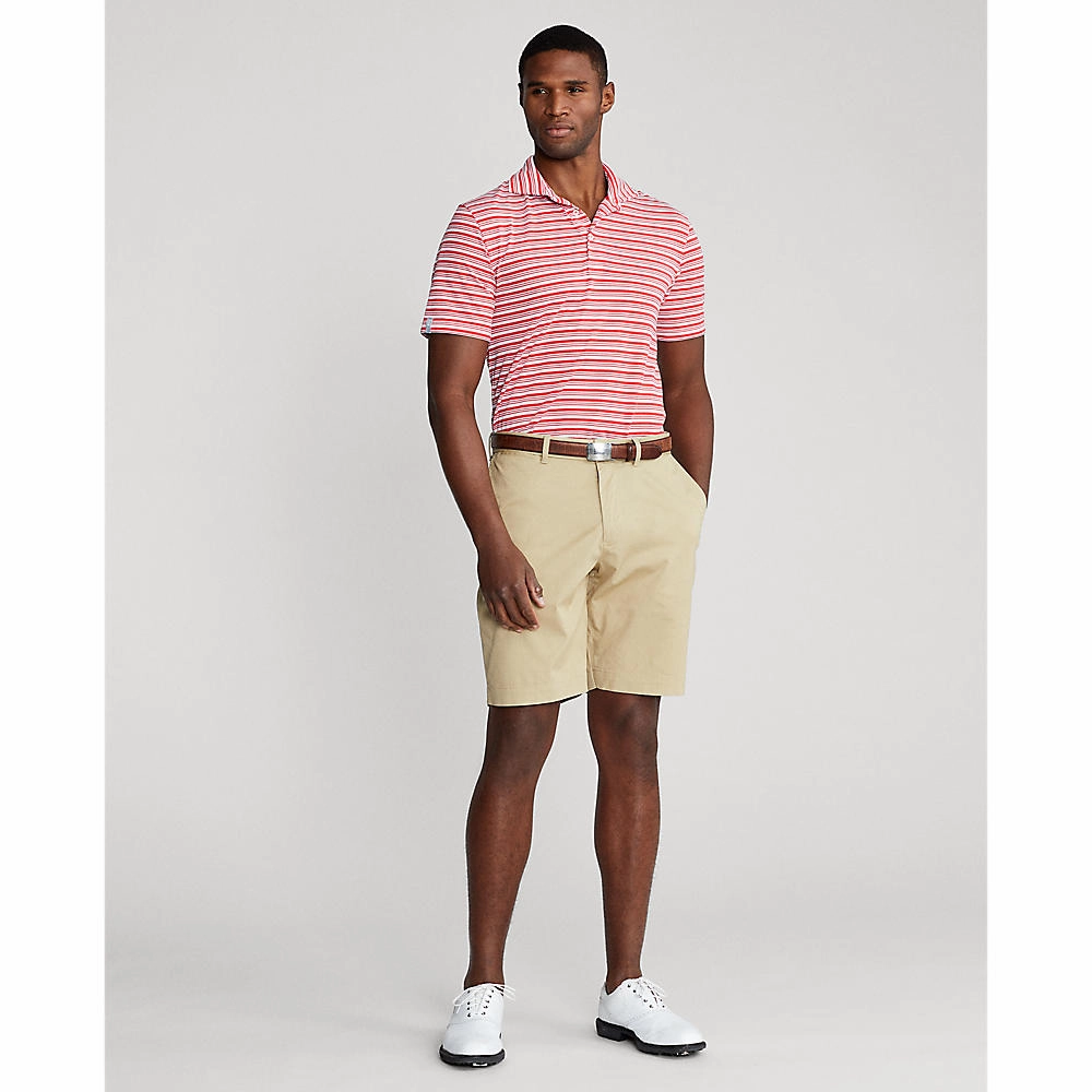 Polo Golf Ralph Lauren Tour Pique Stripe Polo Shirt - Starboard Red/White Classic Collar