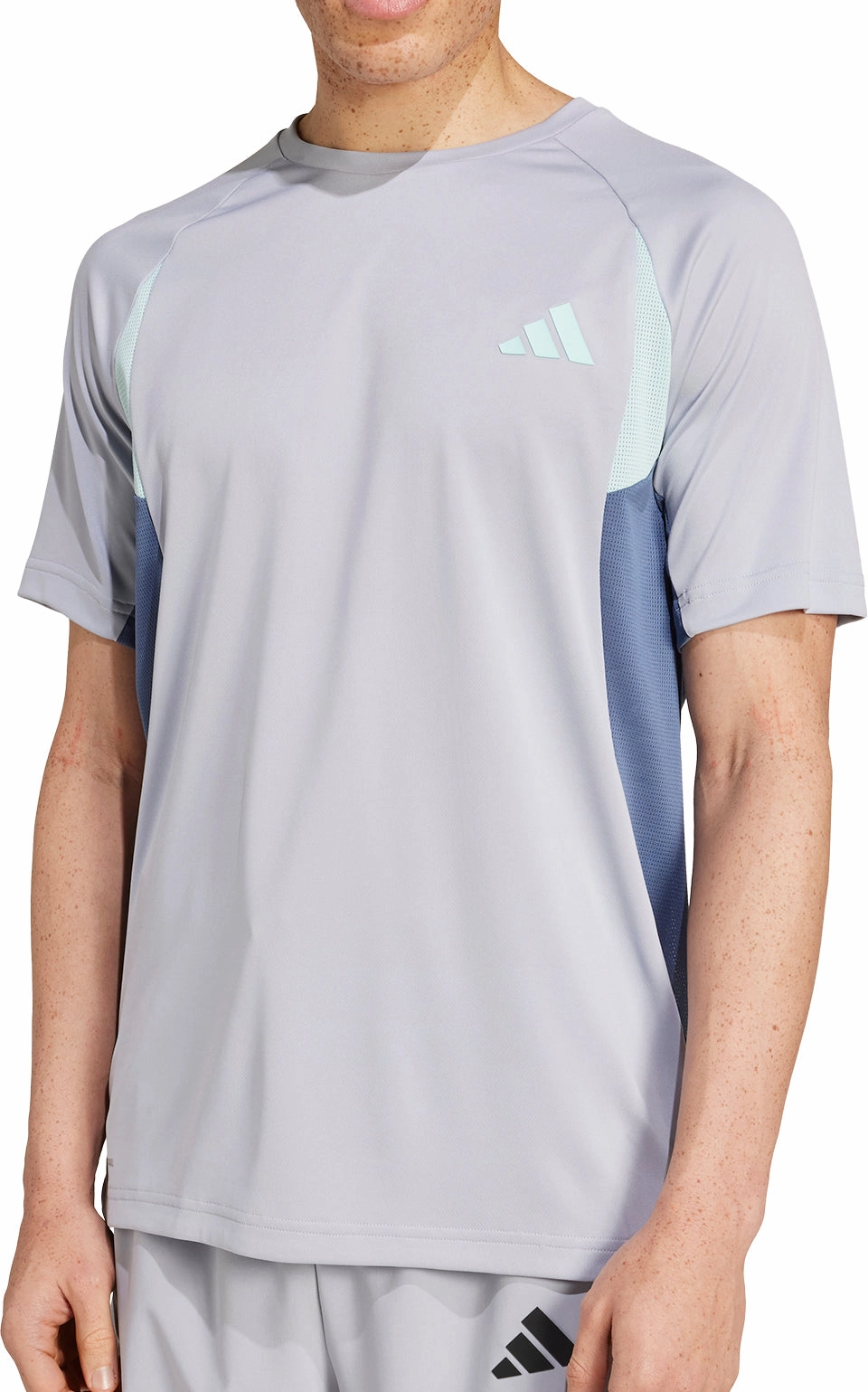 Opaque Core Smile Ease adidas Tech Apparel Colourblock Short Sleeve Mens Training Top - Grey