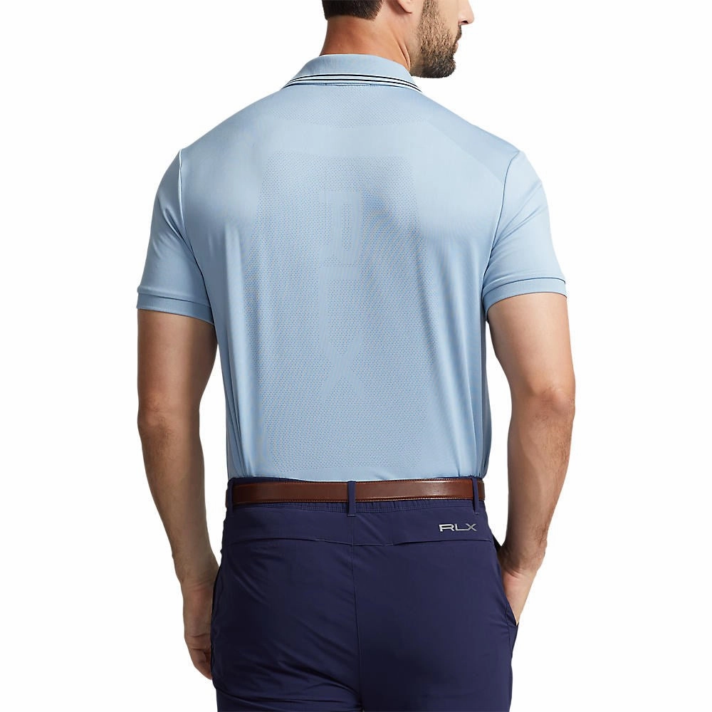 RLX Ralph Lauren Performance Jacquard Golf Shirt - Vessel Blue Dressy Casual Comfortable Collar