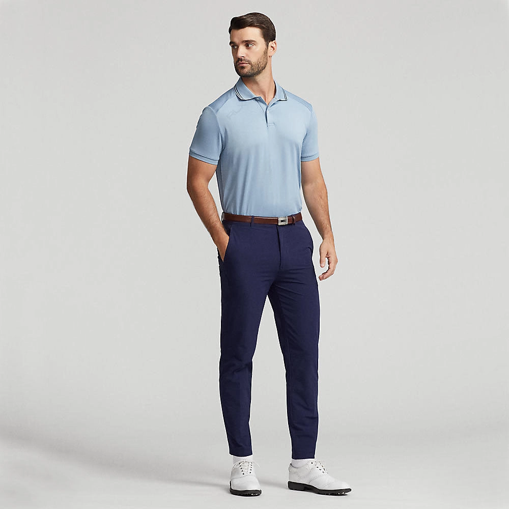 Business Travel Athletic Cut RLX Ralph Lauren Performance Jacquard Golf Shirt - Vessel Blue