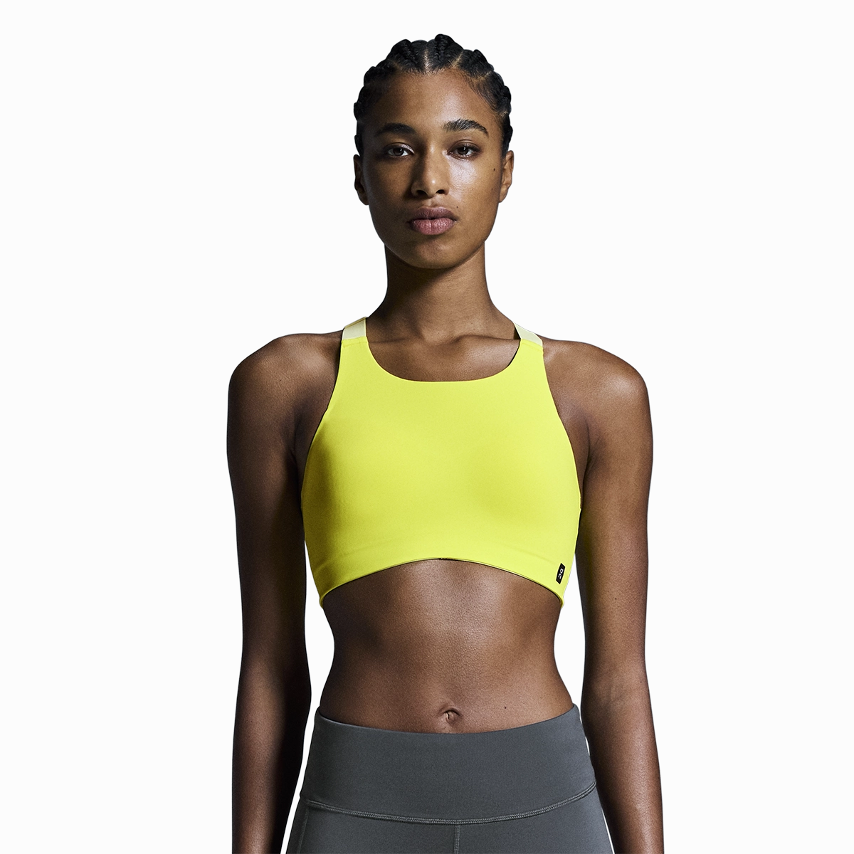 ON Endurance Bra Lime Contrast stitching seams Comfortable seams