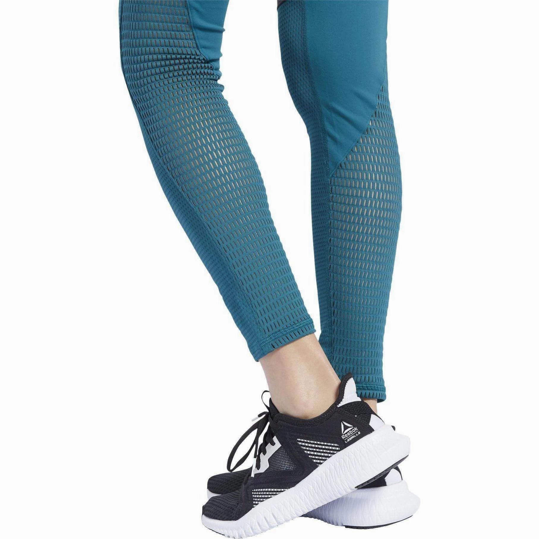 AntiBacterialTextile Reebok LUX 2.0 Mid Rise Womens Long Training Tights - Blue