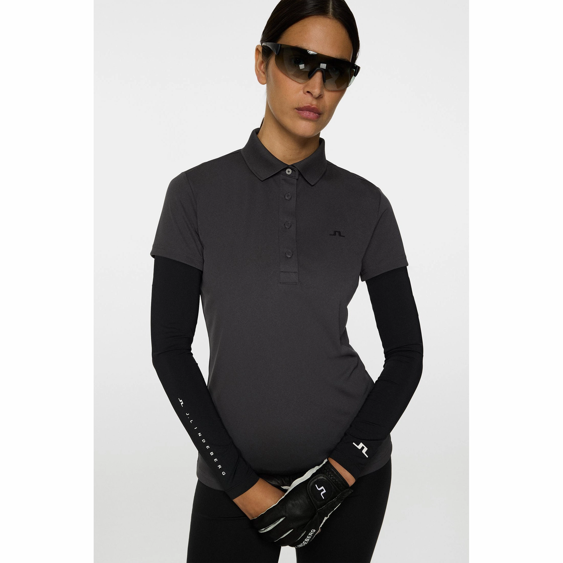J.Lindeberg Women's Cassie Golf Polo Shirt - Asphalt Street Style