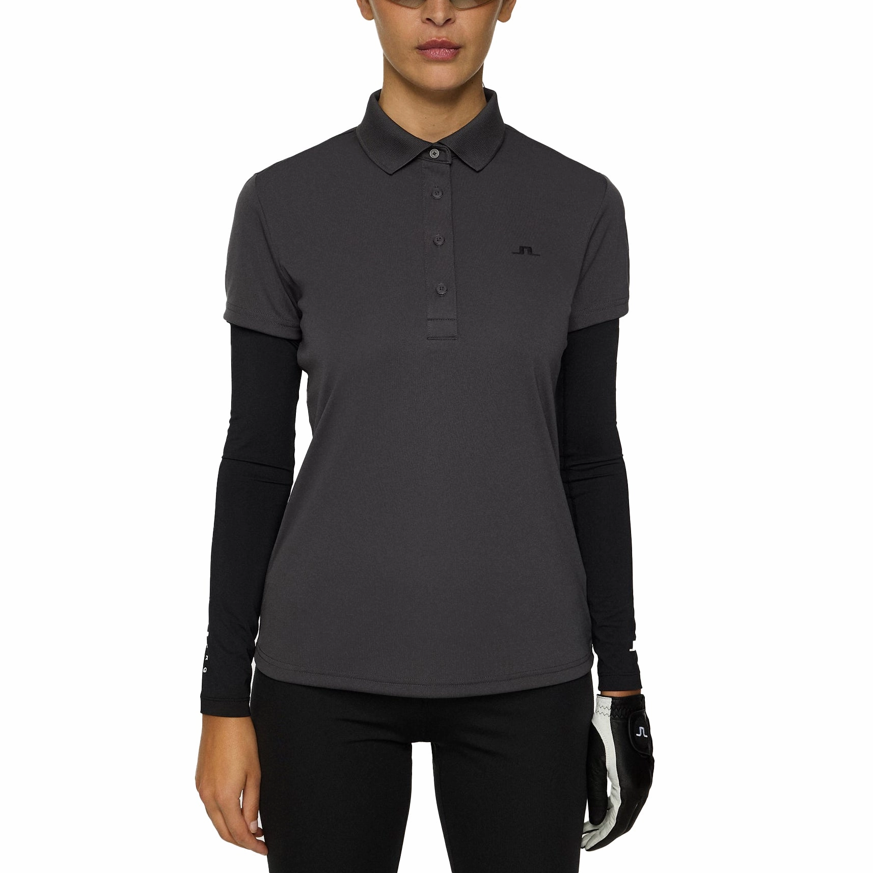 Office To Dinner Breathable Material J.Lindeberg Women's Cassie Golf Polo Shirt - Asphalt