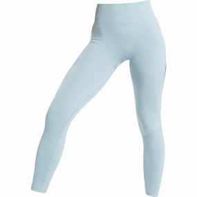 Firm Leather Gymshark Mid Rise Womens Long Training Tights - Blue
