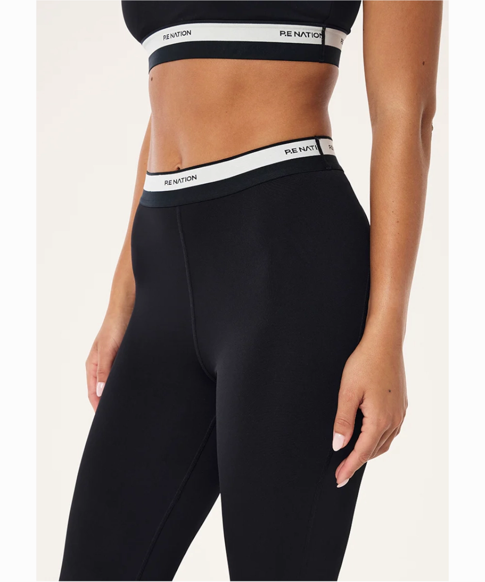 P.E Nation Avant Flare Legging (Black/Whisper White) Design Soul Linen Soul