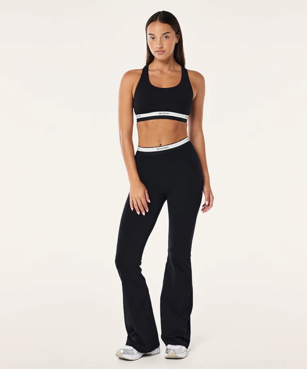 Windproof Outer Layer AntiClingFabric P.E Nation Avant Flare Legging (Black/Whisper White)