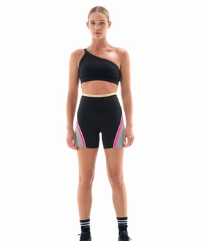P.E Nation Division One Bike Short (Black) Magnetic Closure FlatlockStitching