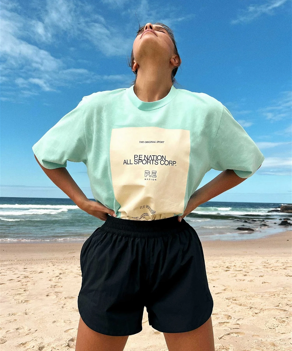 P.E Nation Full Out Tee (Aqua) CompressionKnit ZeroWaste Production