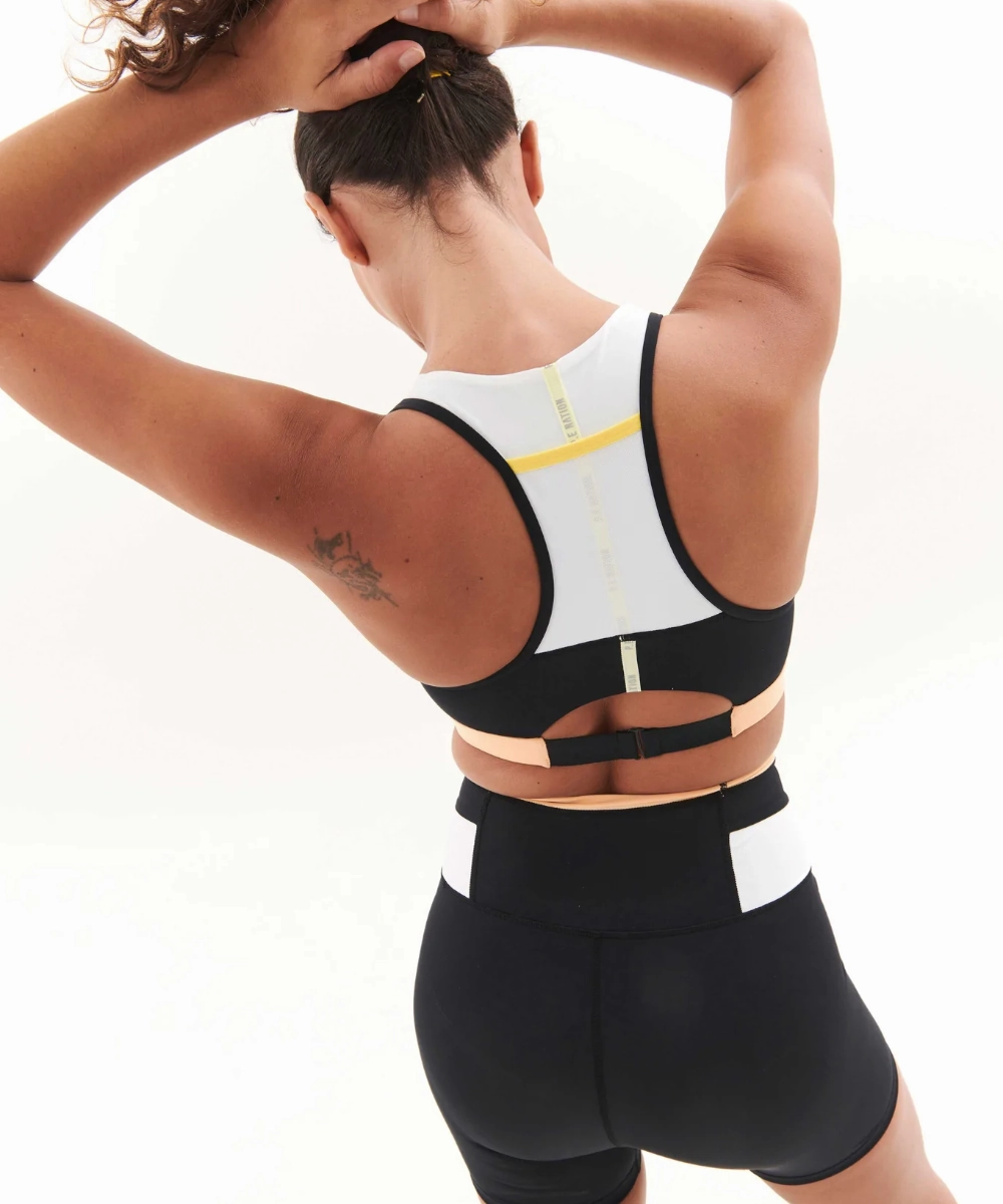 FlatlockSeaming Moon Beam P.E Nation Progression Sports Bra (Black)