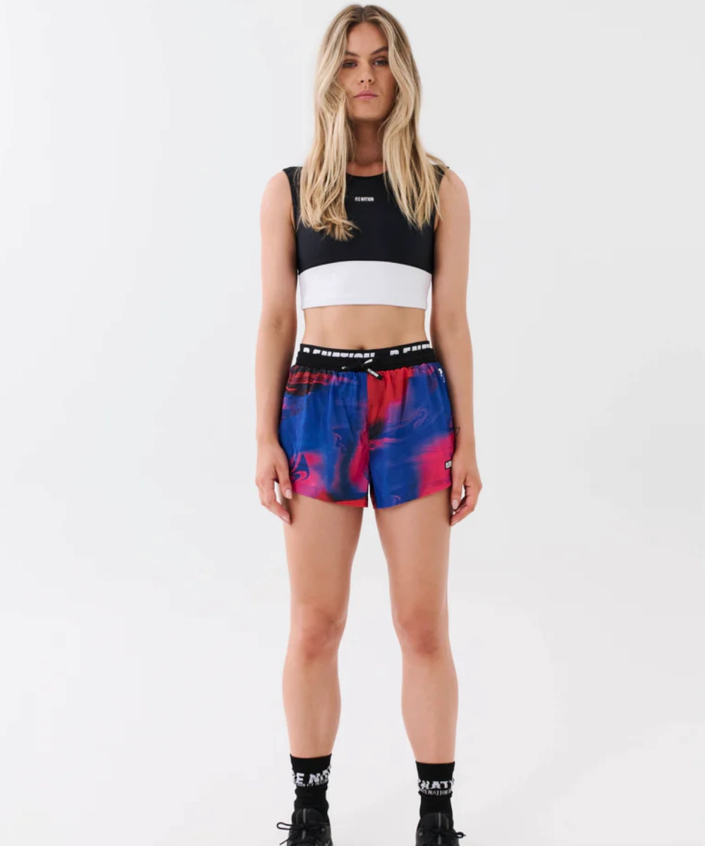 P.E Nation Rewind Short (Overlay Print) Glitter Fit Stretchable Waistband