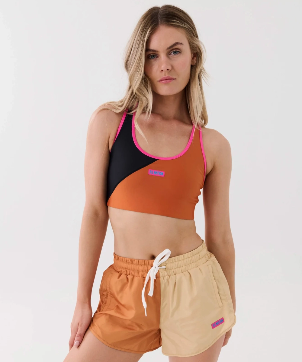 Strong Denim P.E Nation Runyon Sports Bra (Golden Oak)