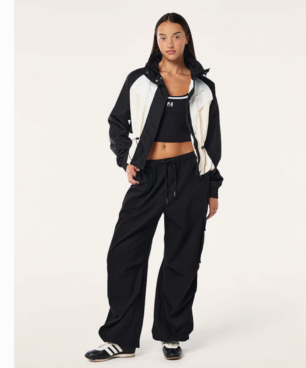 P.E Nation Shelter Jacket (Black/White) AdjustableWaistband