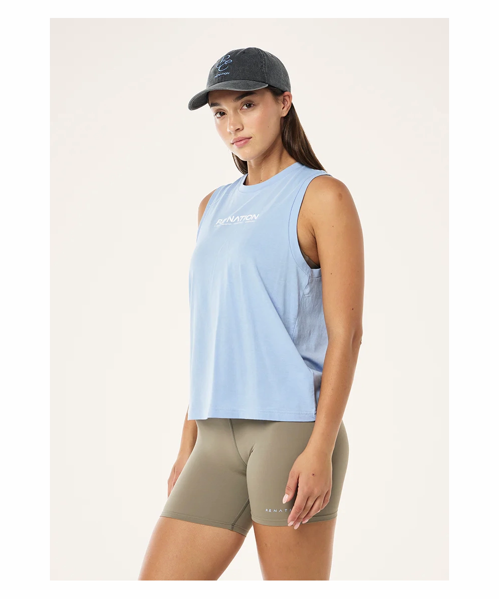EcoFriendly Textiles OdorResistant Material P.E Nation Shuffle Tank (Dusty Blue)