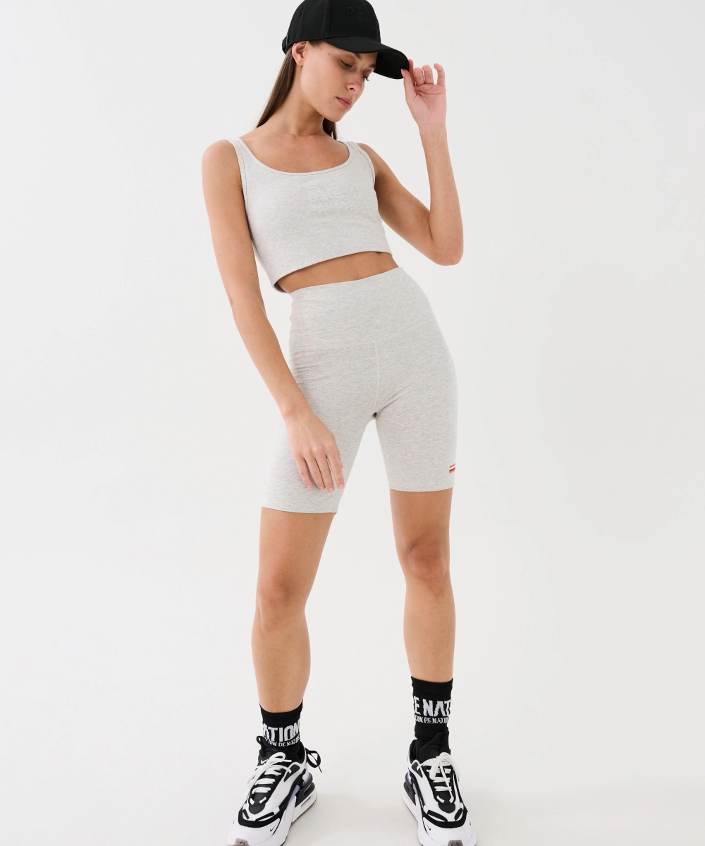 P.E Nation The Leadoff Organic Cotton Sports Bra (Grey Marl) Cool Frame Moon Beam