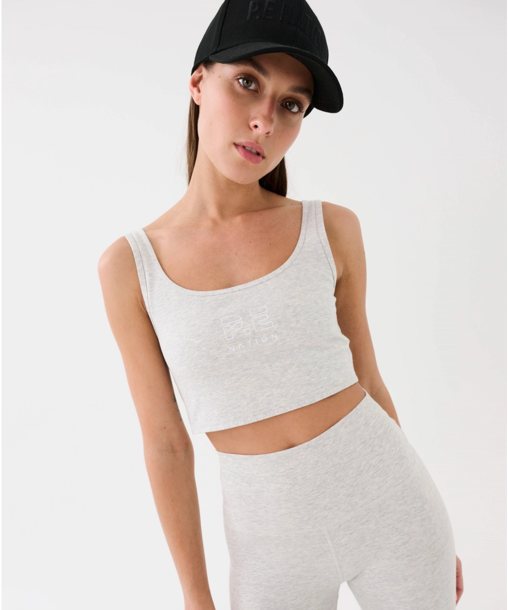 P.E Nation The Leadoff Organic Cotton Sports Bra (Grey Marl) ReflectiveDetails