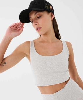 Holiday Glow AntimicrobialTreatment P.E Nation The Leadoff Organic Cotton Sports Bra (Grey Marl)