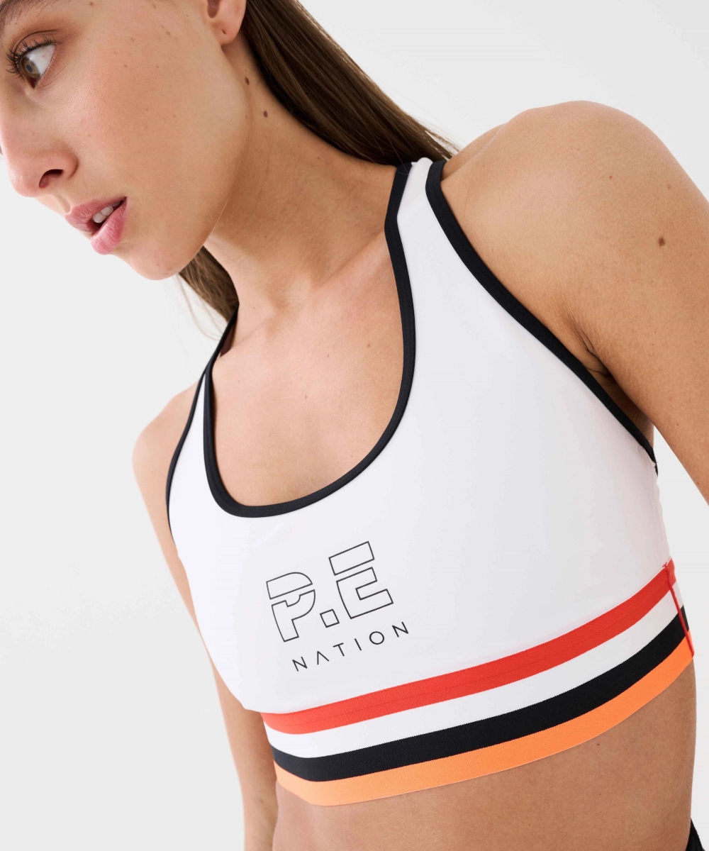 AntimicrobialTreatment BalancedDrape P.E Nation The Original Recycled Sports Bra (Optic White)