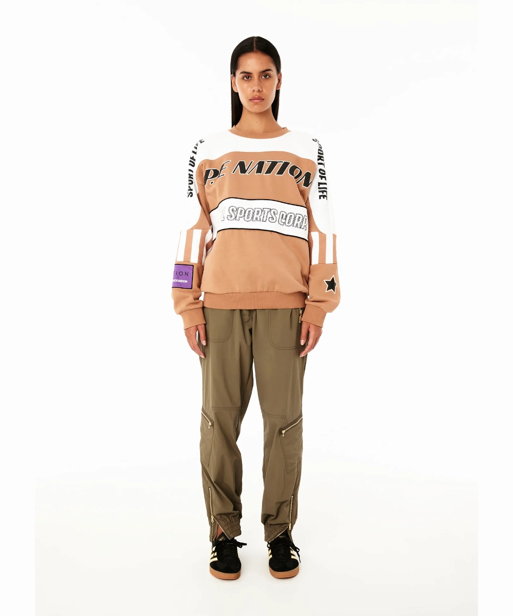 SnagFree Fabric EcoFriendlyDye P.E Nation Track Record Sweat (Camel)