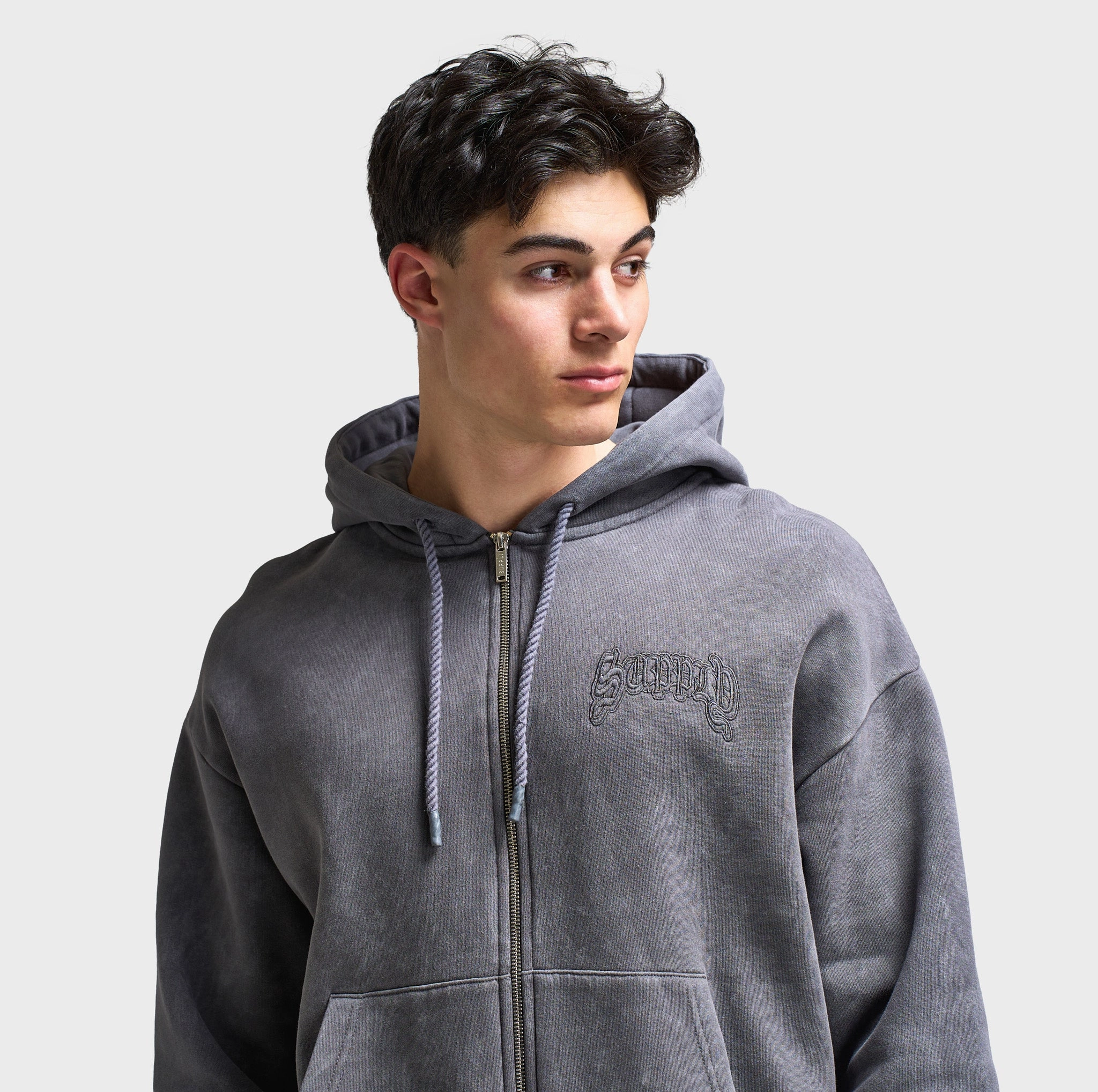 Shrink Resistant Treatment ReversibleStyle Supply & Demand Barron Full Zip Hoodie / Washed Magnet