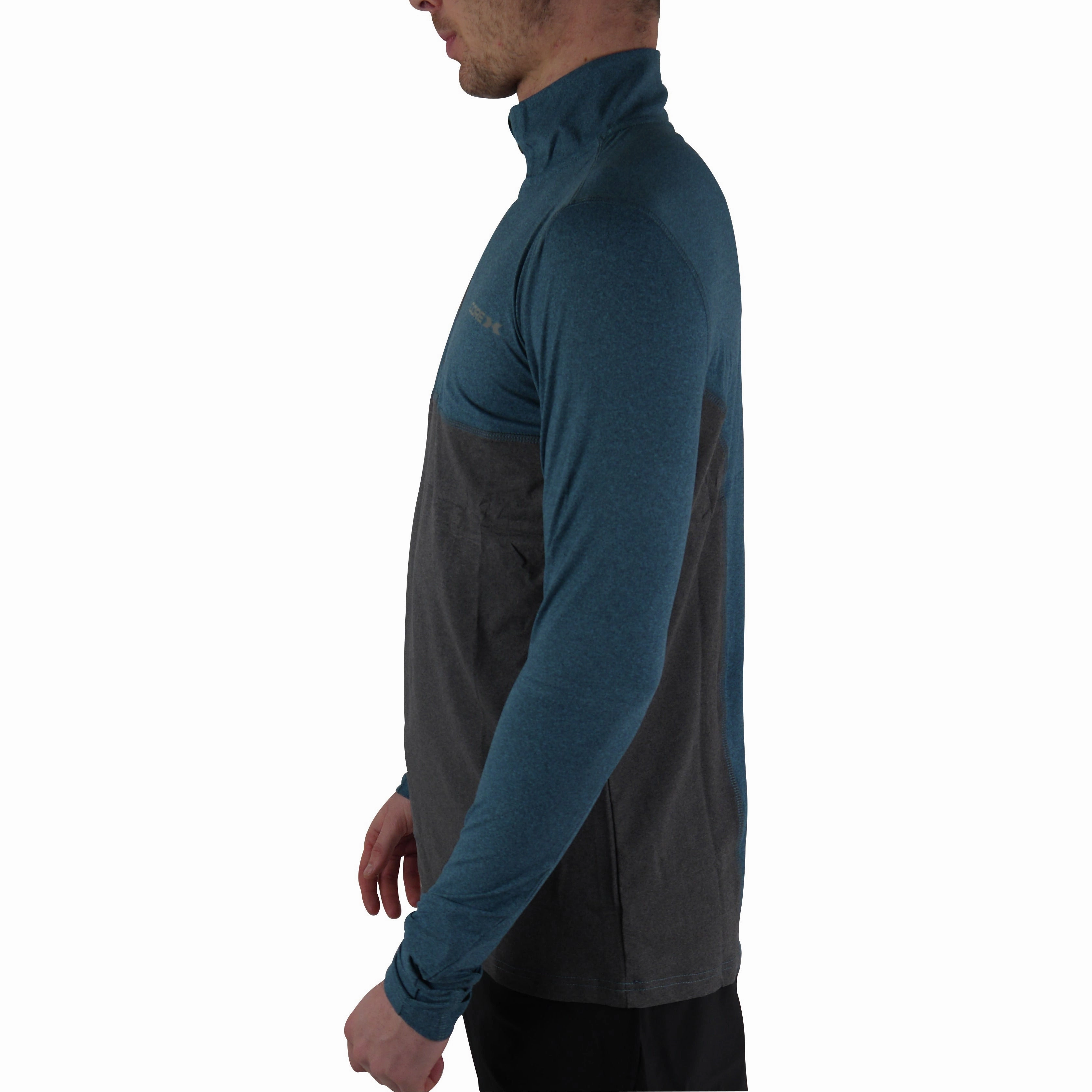 CoreX Fitness Half Zip Long Sleeve Mens Running Top - Blue Soft color