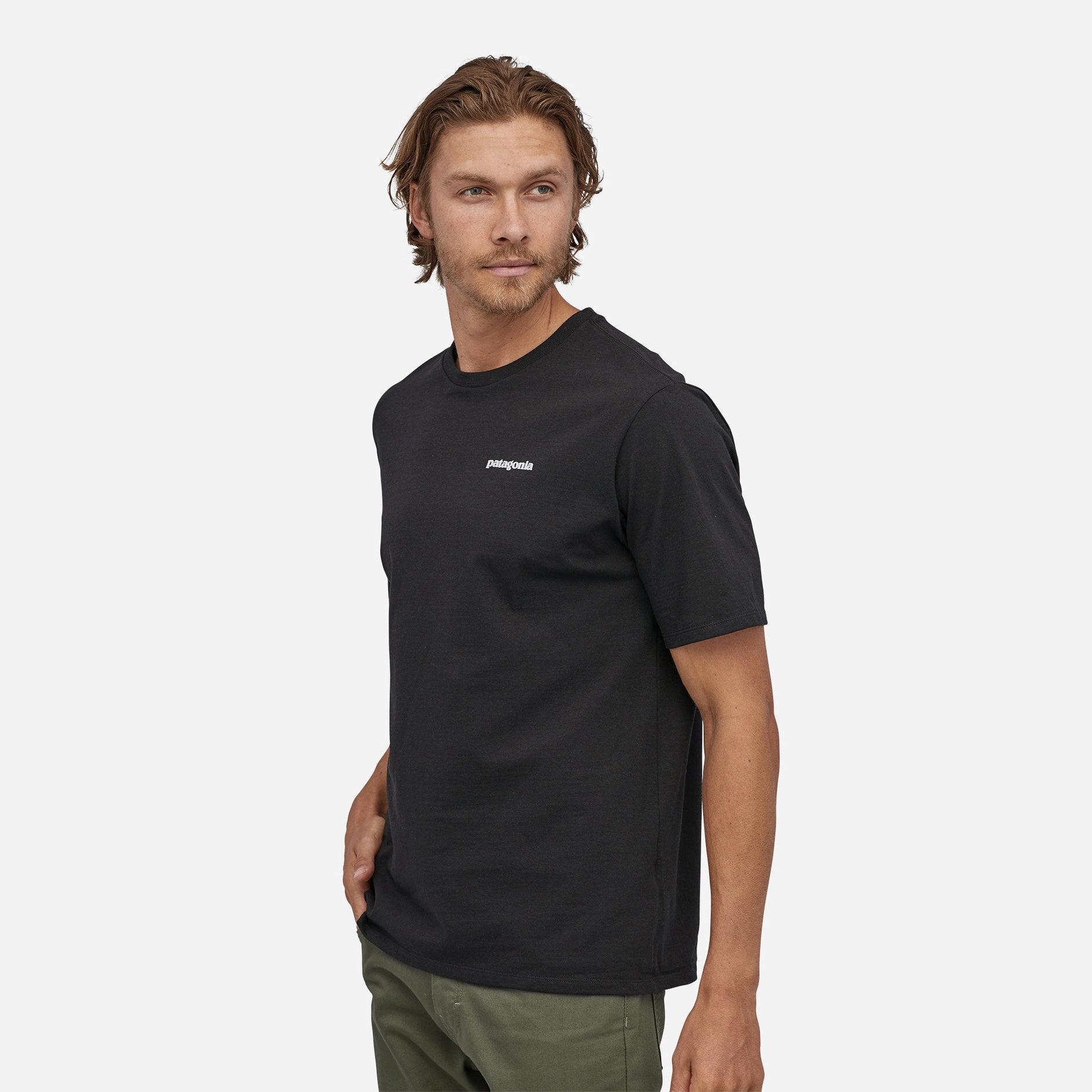 Next Core Downtown Cool Patagonia Men's P-6 Logo Responsibili Tee Black