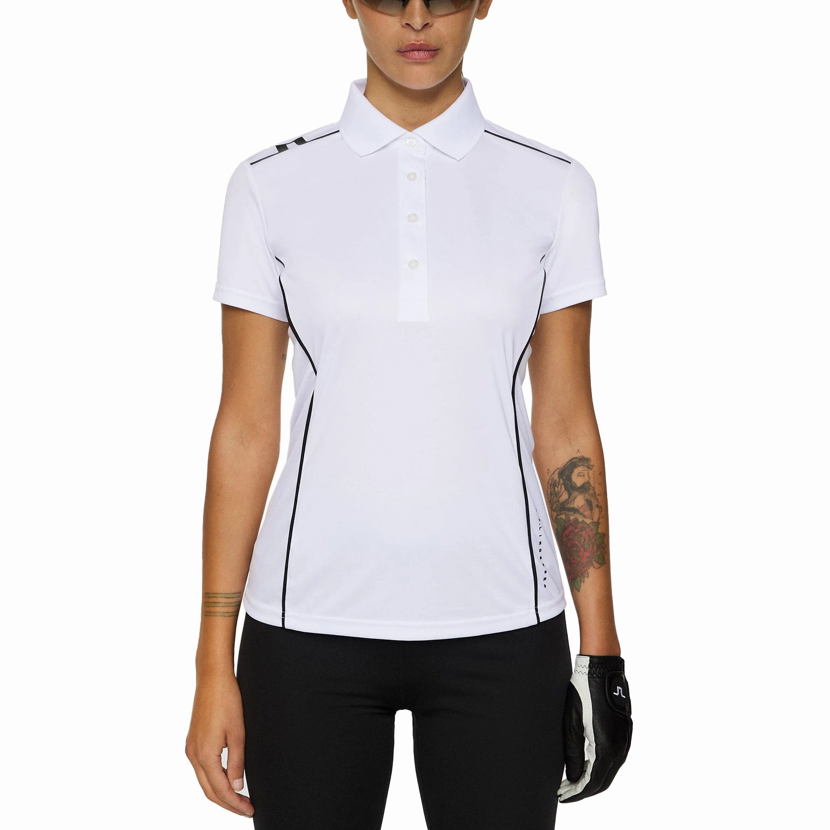 Tapered Armhole Design Weekend Style J.Lindeberg Women's Leyla Golf Polo Shirt - White