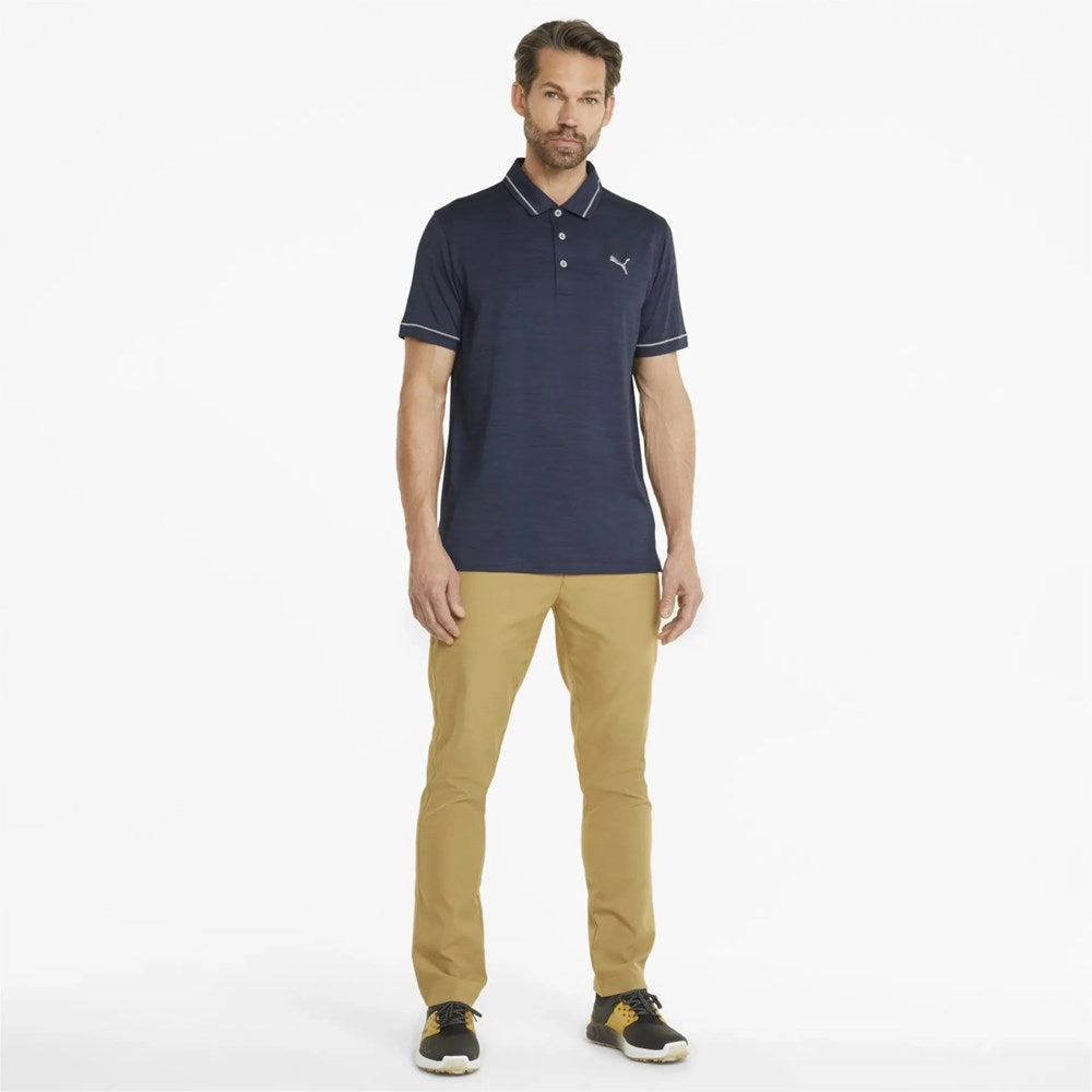 Performance Ready Puma Cloudspun Monarch Golf Shirt - Navy Blazer Heather/ High Rise
