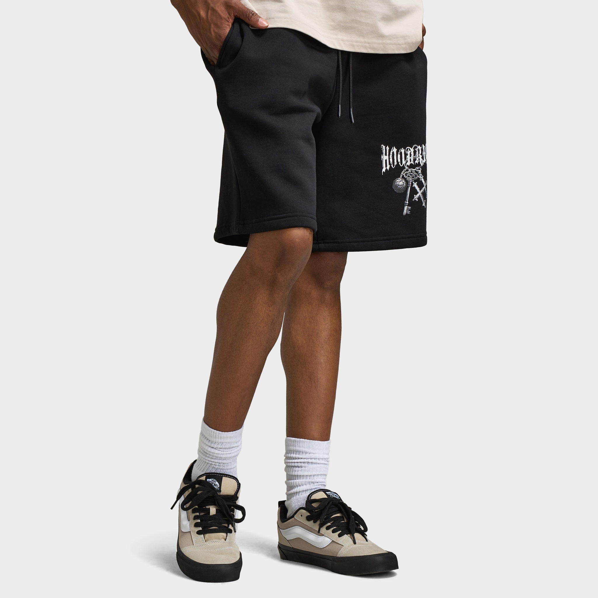 Hoodrich Rite Oversized Shorts Black / White adventure apparel Lounge Fit