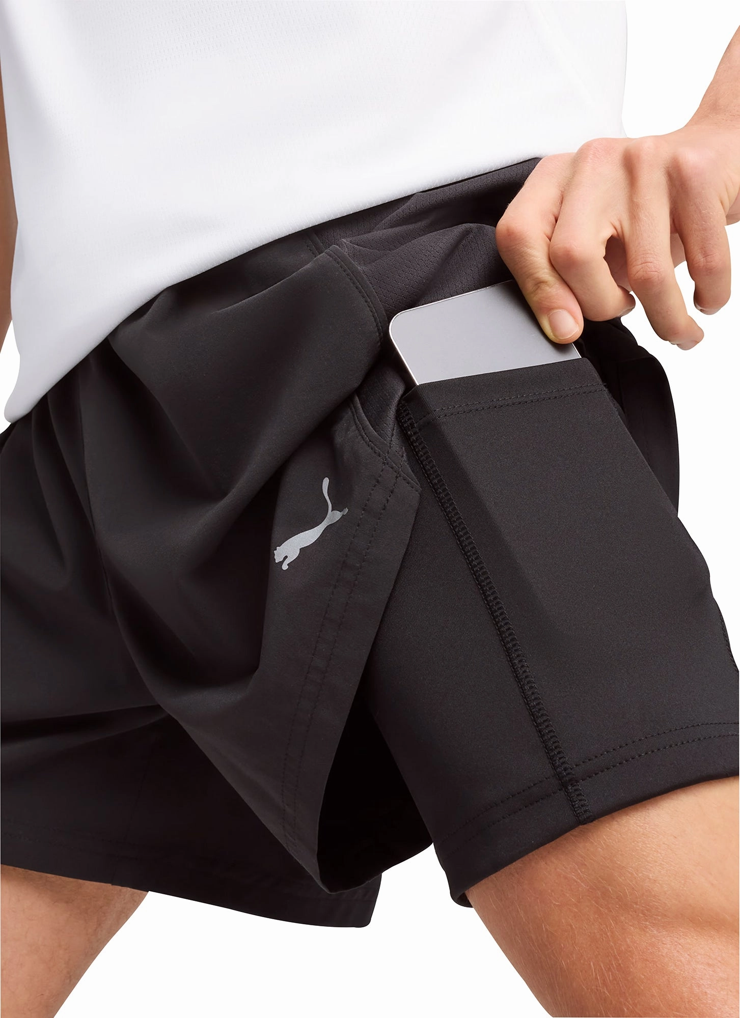 MeshVentilation Lounge Ready Puma Velocity 2 In 1 Mens Running Shorts - Black