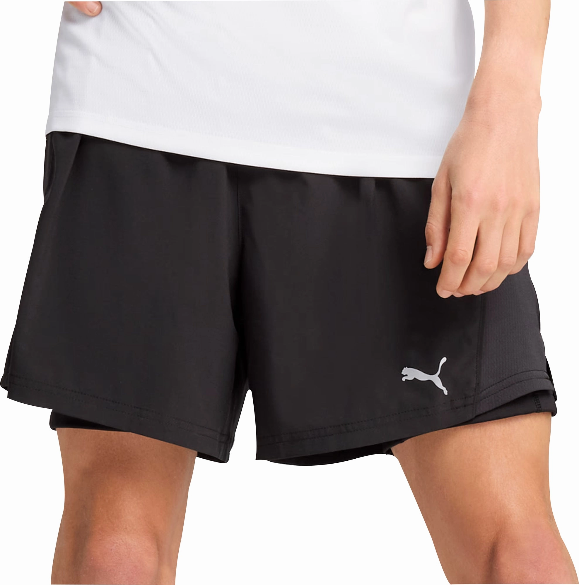 Puma Velocity 2 In 1 Mens Running Shorts - Black Eco Friendly Material tumble dry