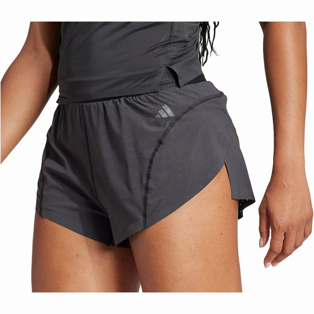 adidas Adizero Womens Split Running Shorts - Black rayon fabric