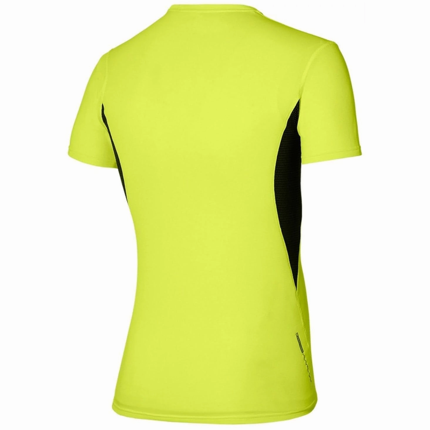 Mizuno Breath Thermo Mid-Light Weight Short Sleeve Mens Running Top - Yellow Layered Hem Design
