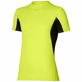 Mizuno Breath Thermo Mid-Light Weight Short Sleeve Mens Running Top - Yellow Light Fashion