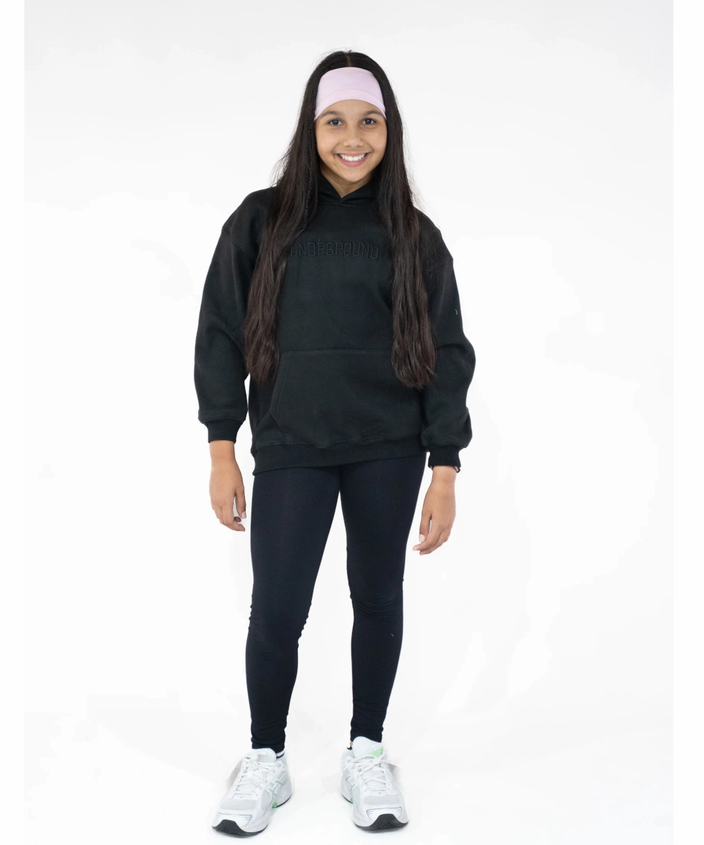SeamlessConstruction HighElasticity Fiber UNDRGROUND Kids ??Moving In Silence?? Hoodie (Black)