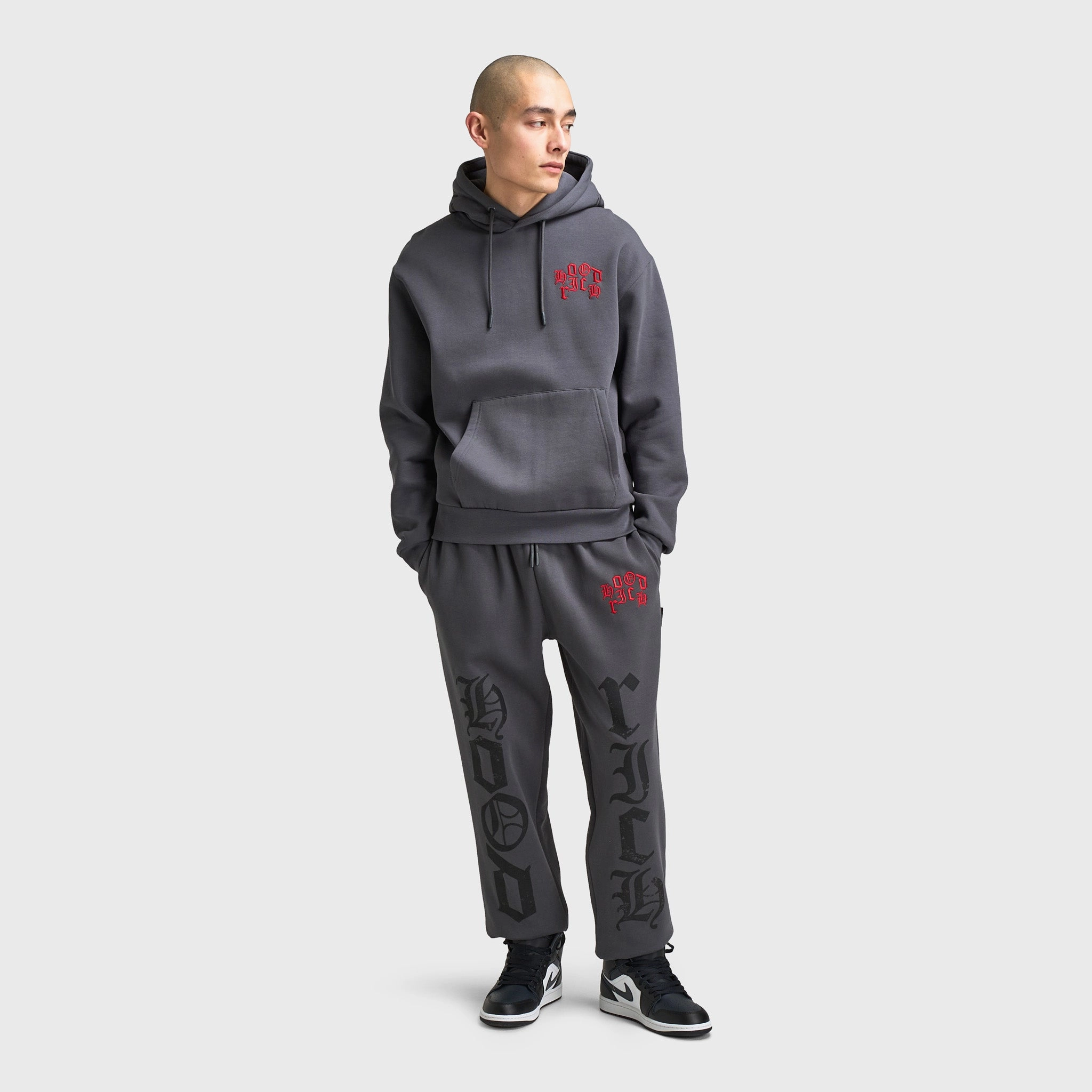 SeamSealed Edges Dry Weather Look Hoodrich Crown Oversized Pullover Hoodie Asphalt / Lychee
