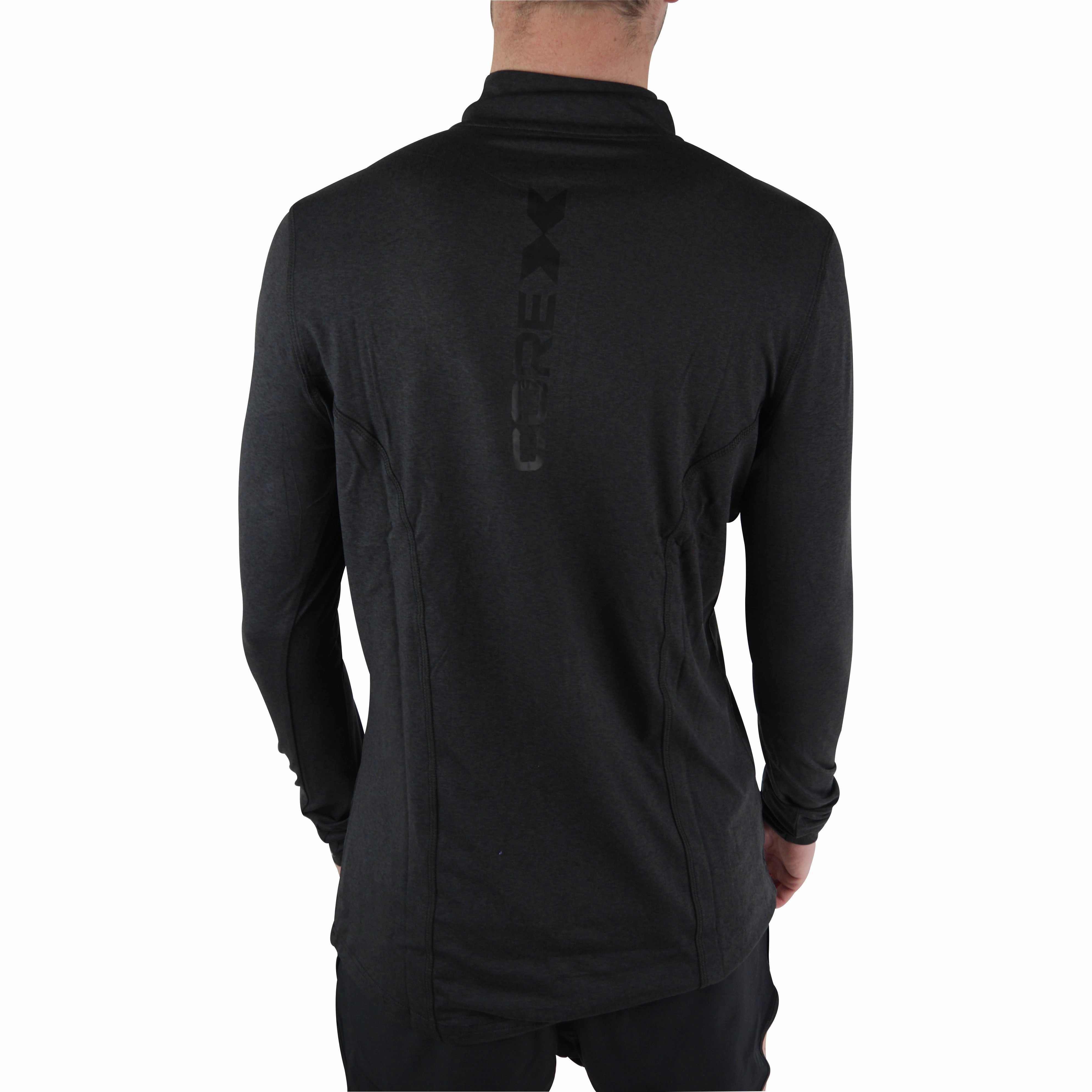 Promotion CoreX Fitness Half Zip Long Sleeve Mens Running top - Black