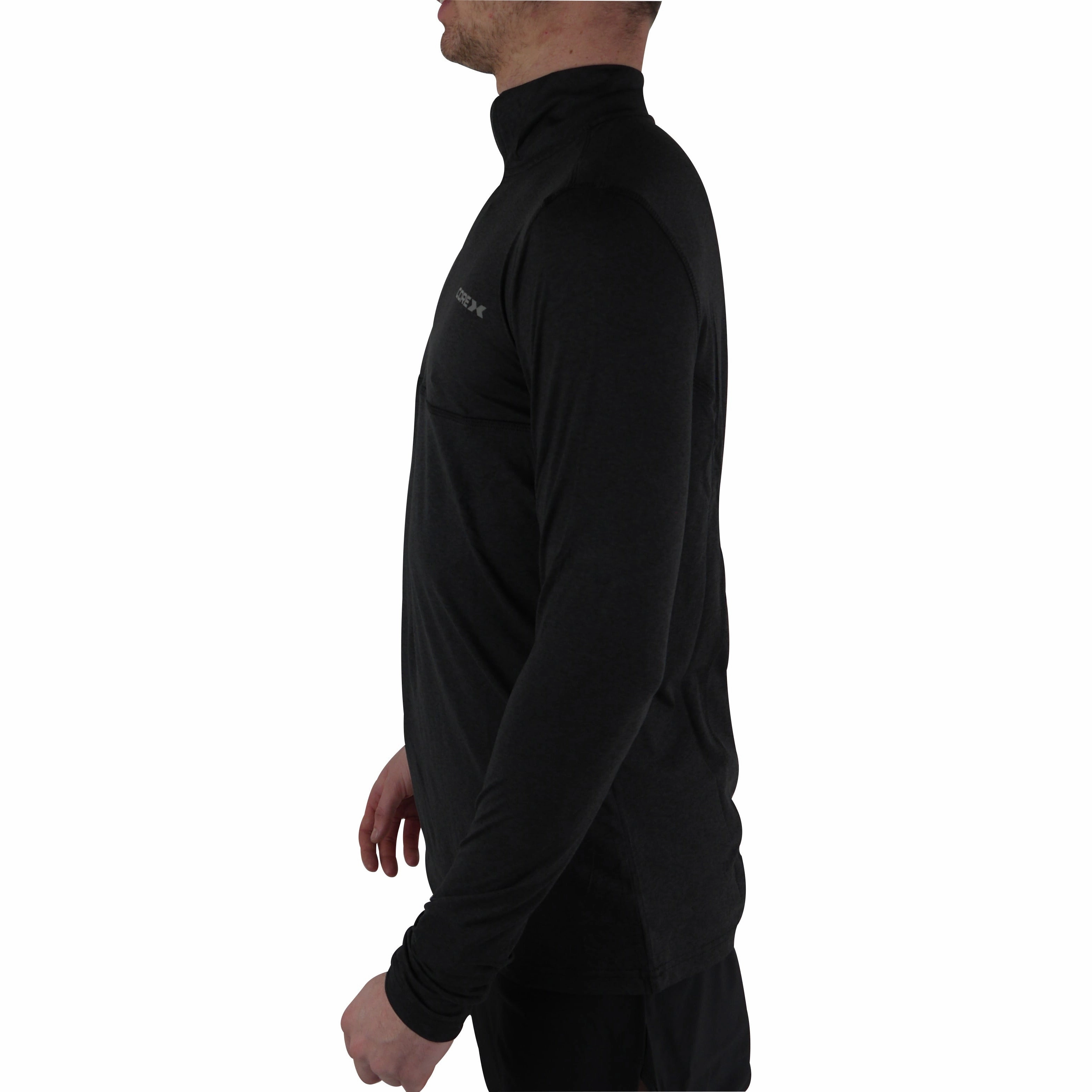 CoreX Fitness Half Zip Long Sleeve Mens Running top - Black Nurse