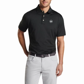 Lightweight Knit Material Mesh Lined Back Peter Millar Performance Stretch Jersey Golf Shirt - Black