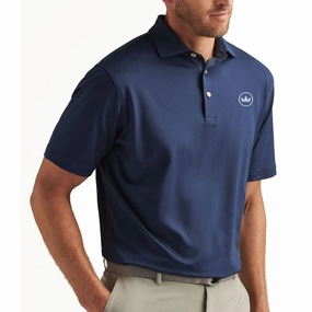 Bound Seam Finish Breathable Comfort Peter Millar Performance Stretch Jersey Golf Shirt - Navy