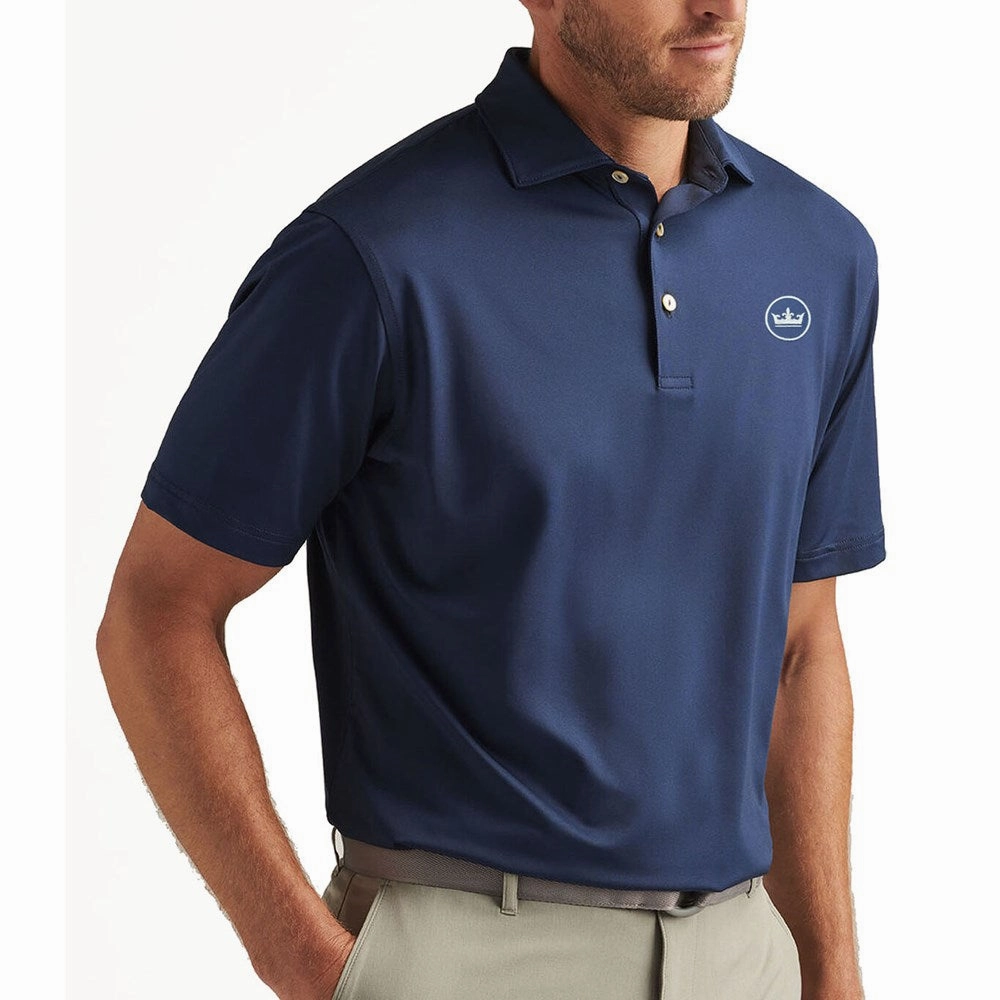 Bound Seam Finish Breathable Comfort Peter Millar Performance Stretch Jersey Golf Shirt - Navy