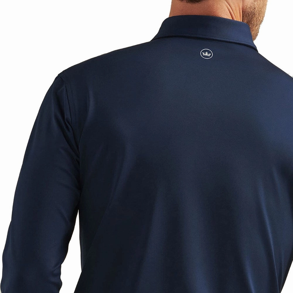 UV-Resistant Breathable Weave Peter Millar Performance Stretch Jersey Long Sleeve Golf Shirt - Navy
