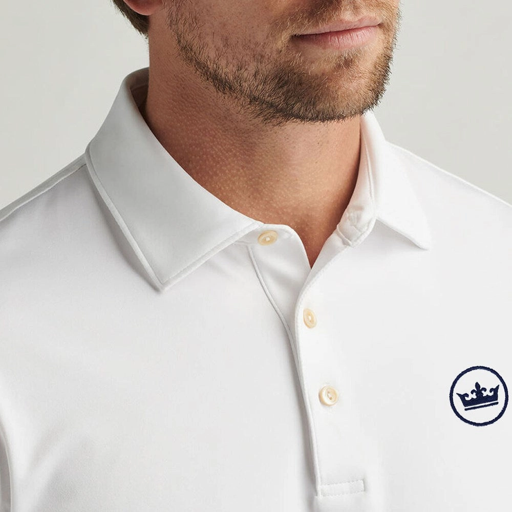Peter Millar Performance Stretch Jersey Long Sleeve Golf Shirt - White Breathable Airflow Channels