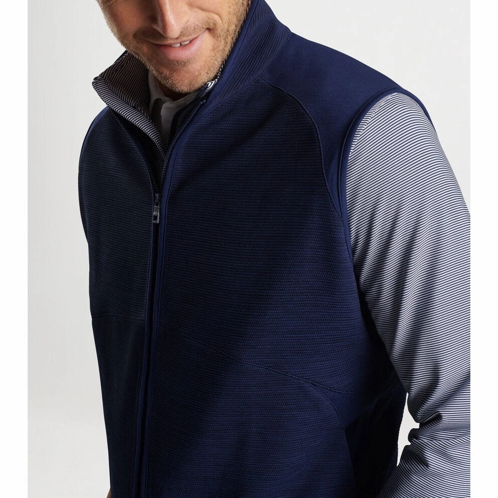 Peter Millar Vista Hybrid Full-Zip Golf Vest  - Navy Slip Resistant Trim