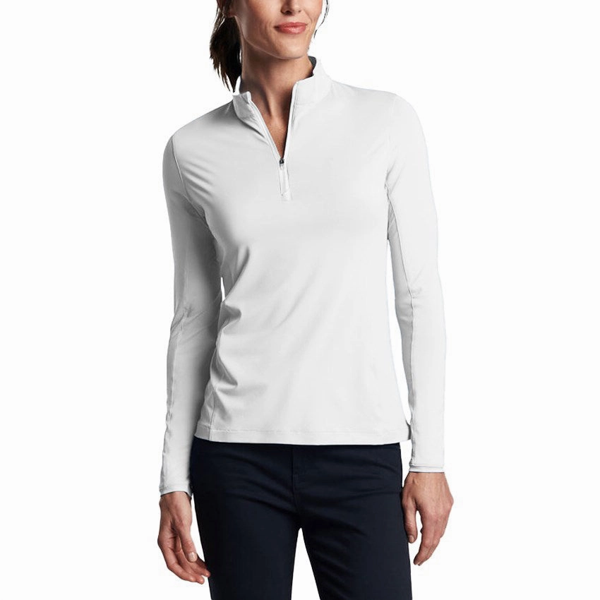 Peter Millar Women's Lightweight Crown Sun Golf Shirt - White Lightweight Feel