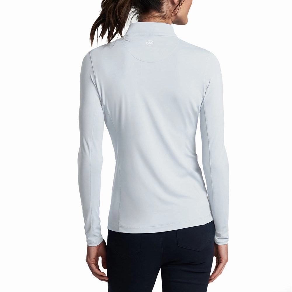 Club Event Contrast Trim Detail Peter Millar Women's Lightweight Crown Sun Golf Shirt - White